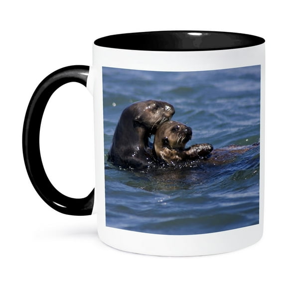 California Sea Otter, Moss Landing, California - Us05 Jgs0199 - Jim Goldstein, 11oz Two-Tone Black Mug