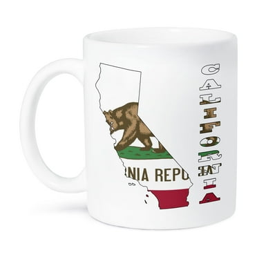 3dRose, California state flag in the outline map and letters of California, 15oz Mug