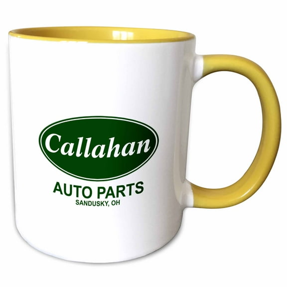 3drose, Callahan Auto Parts, 11oz Two-tone Yellow Mug