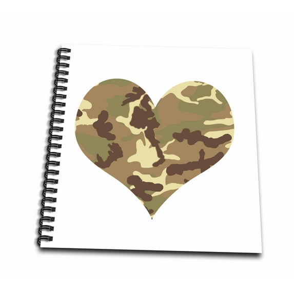 3dRose, Camouflage Heart, Drawing Book 8 x 8 inch