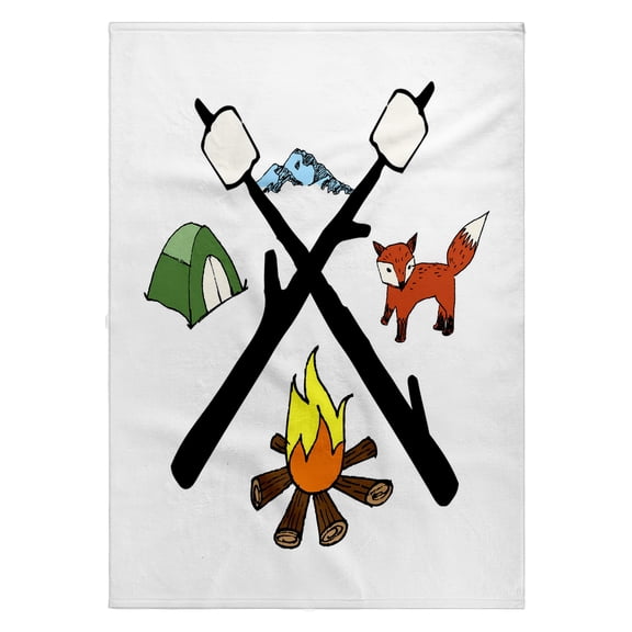 3dRose, Camp Fire Tent Fox Marshmallows, 22x30 Bath Hand Pool Towel