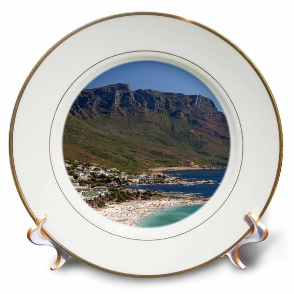 3dRose, Camps Bay beach and Twelve Apostles, Cape Town, South Africa., 8 inch Porcelain Plate