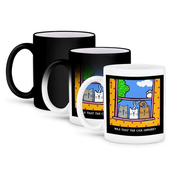 3dRose, Can Opener Cartoon Cats, Cats, Cat, Funny cats, Kittens. Pets, Funny Pets, Animals, 11oz Magic Transforming Mug