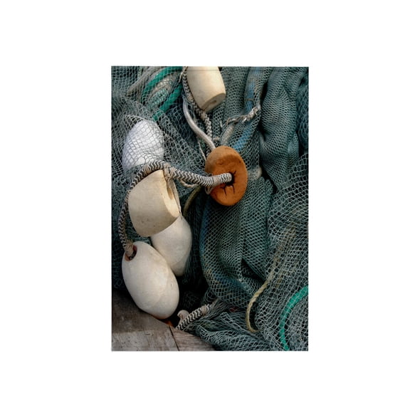 3dRose, Canada, British Columbia, Fishing floats and fish netting, 15x22 Hand Towel