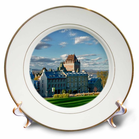 3dRose, Canada, Quebec, Quebec City. The Chateau Frontenac Hotel., 8 inch Porcelain Plate