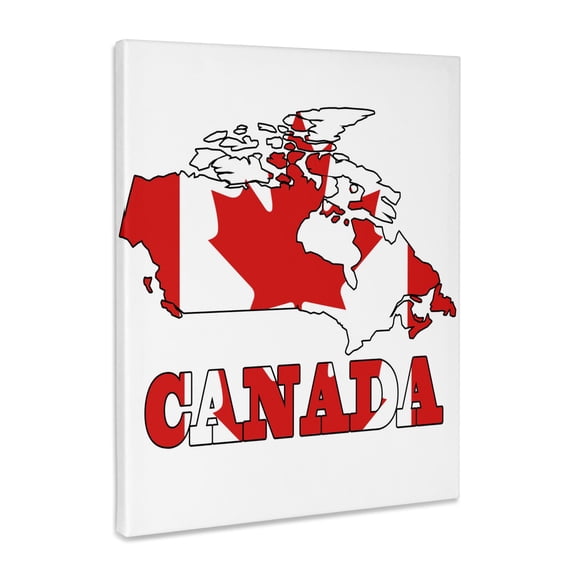 3dRose, Canadian flag in the outline map of Canada and the letters of Canada, Museum Grade Canvas Wrap 16x20