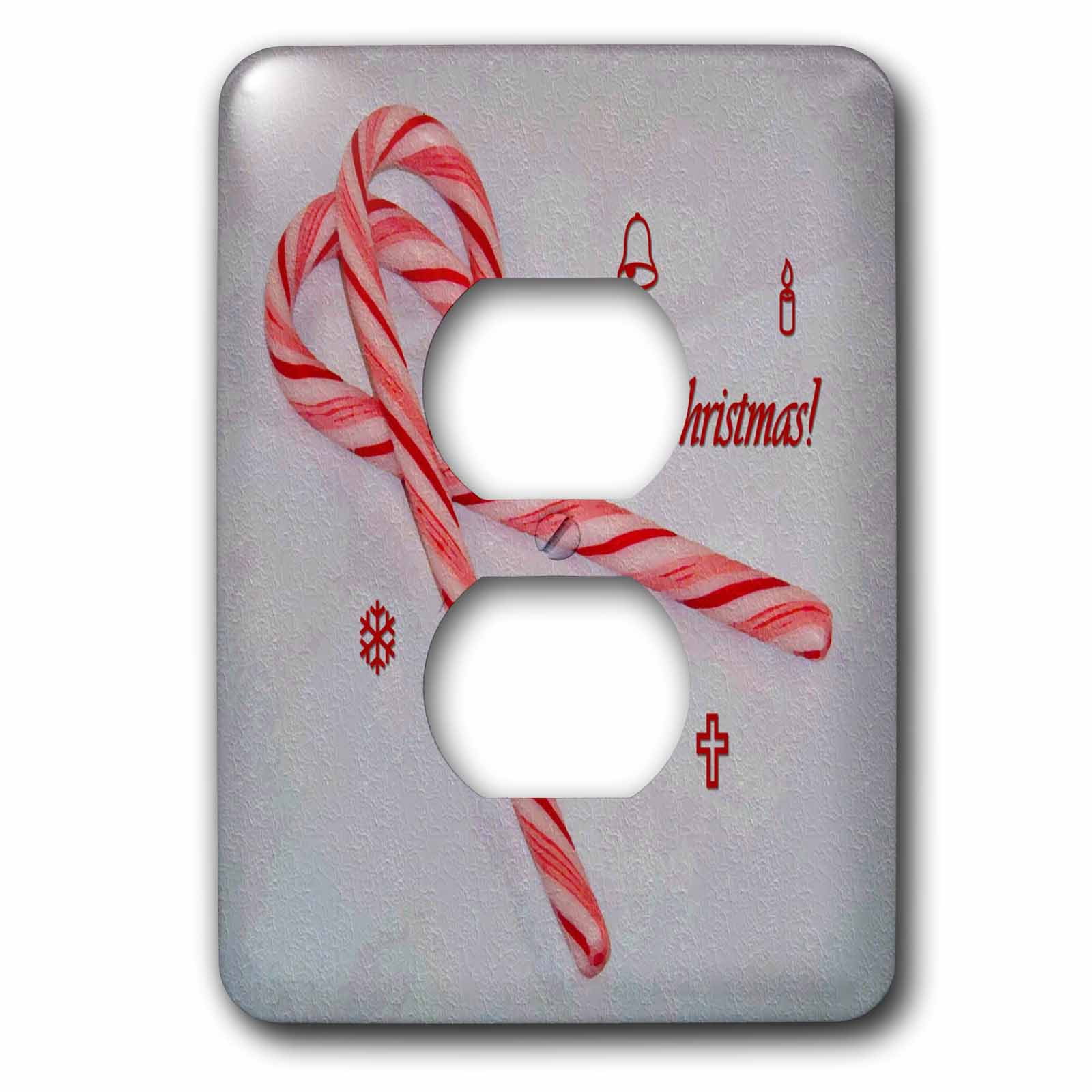 3dRose, Candy Canes Oil Painting Merry Christmas, 2 plug outlet cover