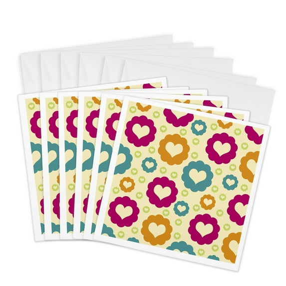 3drose, Candy Hearts, 6 Greeting Cards with Envelopes
