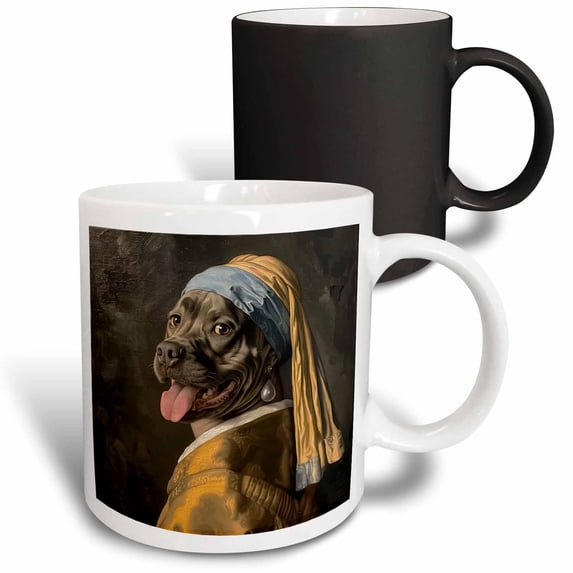 3drose, Cane Corso with Pearl Earring Golden Age Painting, 11oz Magic Transforming Mug