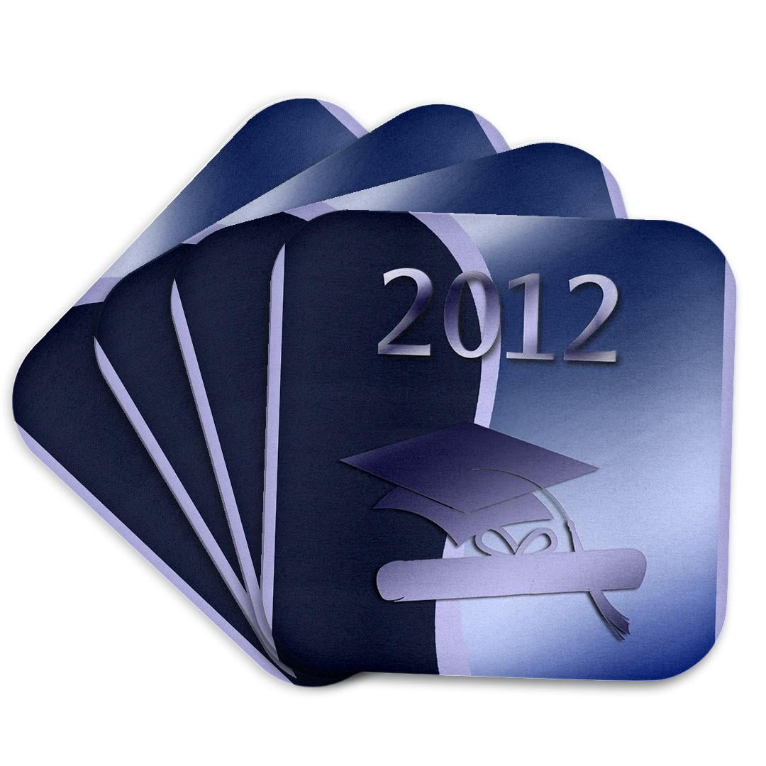 Drose Cap 3dRose, Cap and Diploma, 2012 Graduation, Blue, Set of 4 Coasters ...