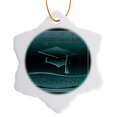 thumbnail image 1 of 3drose, Cap with Tassel 2011 Green, 3 inch Snowflake Porcelain Ornament, 1 of 7