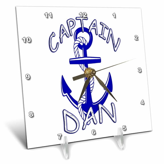 3dRose, Captain Dan. Personalized quotes. , 6x6 Desk Clock