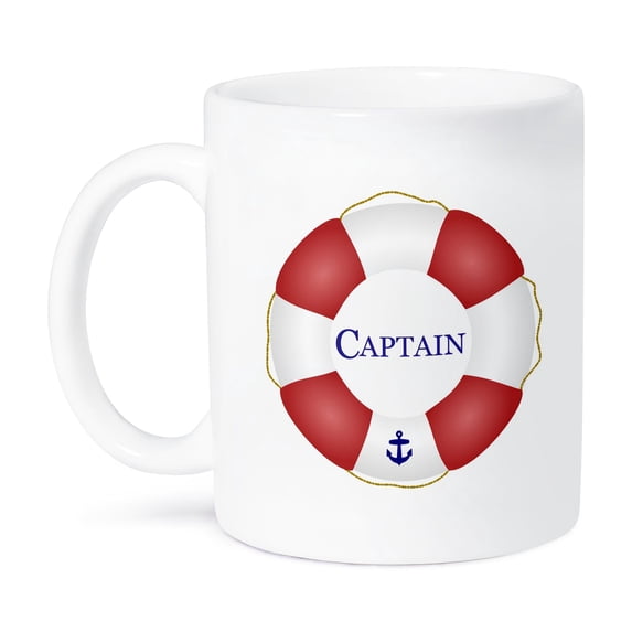 3dRose, Captain lifesaver - ship life preserver - nautical boat ocean sailing - yacht sailor - sea fisherman, 15oz Mug