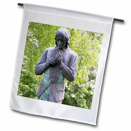 3dRose, Carl Linnaeus statue, churchyard, Smaland, Sweden - EU28 PKA0083 - Per Karlsson, 18 x 27 inch Garden Flag