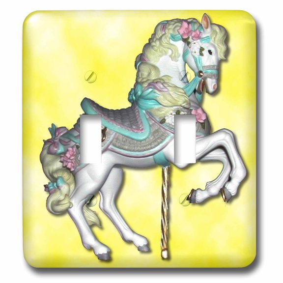 3dRose, Carousel Horse in Yellow, double toggle switch