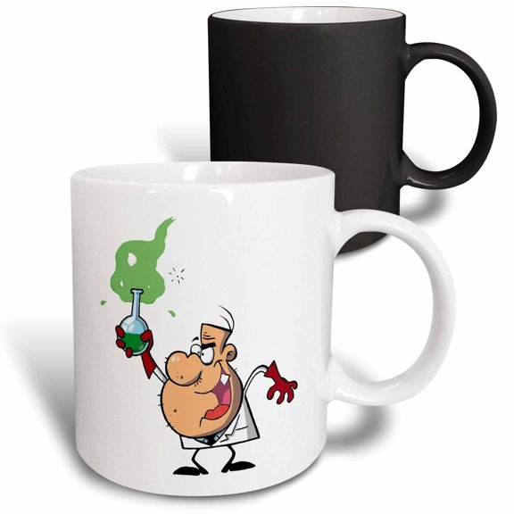 3drose, Cartoon Mad Scientist with Potion, 11oz Magic Transforming Mug