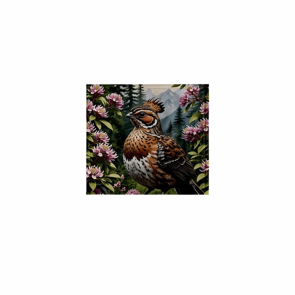3dRose, Cartoon Of A Ruffed Grouse Surrounded By Mountain Laurel Flowers, 11x12 Wash Cloth for Face and Body