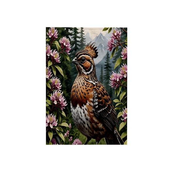 3dRose, Cartoon Of A Ruffed Grouse Surrounded By Mountain Laurel Flowers, 15x22 Hand Towel