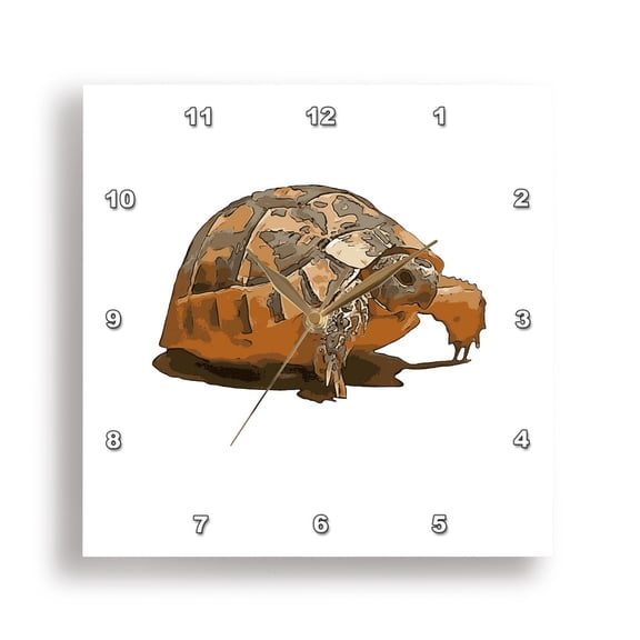 3dRose, Cartoon Portrait Of A Baby Wild Tortoise Black Outline Art, 13x13 Wall Clock