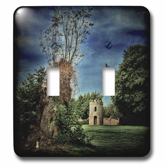 3dRose, Castle Tower Garden Trees, double toggle switch