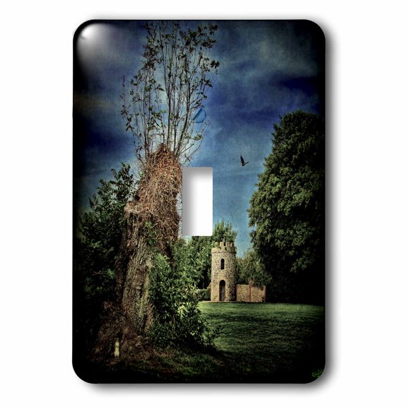 3dRose, Castle Tower Garden Trees, single toggle switch