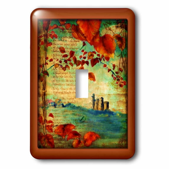 3dRose, Castle and Leaves in Medieval Book, single toggle switch