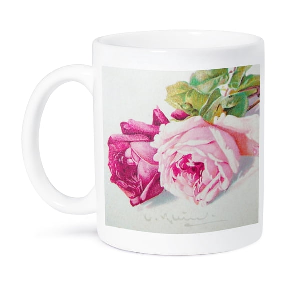 3dRose, Catherine Klein pink and red roses painting copy - vintage floral art - antique feminine flowers, 11oz Mug