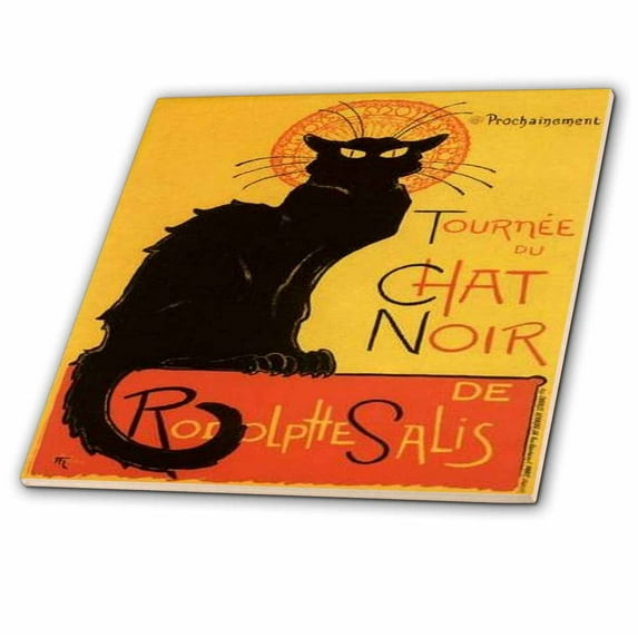 3dRose, Cats Le Chat Noir, 6 Inch Ceramic Tile