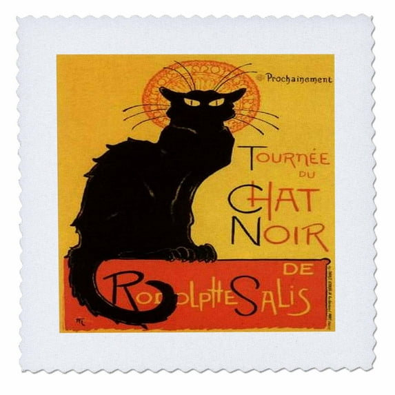 3dRose, Cats Le Chat Noir, 10x10 inch quilt square