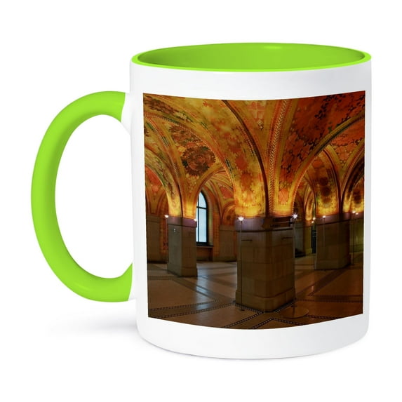 Ceiling Fresco, Police Station, Zurich, Switzerland - Eu29 Aje0089 - Adam Jones, 11oz Two-Tone Green Mug