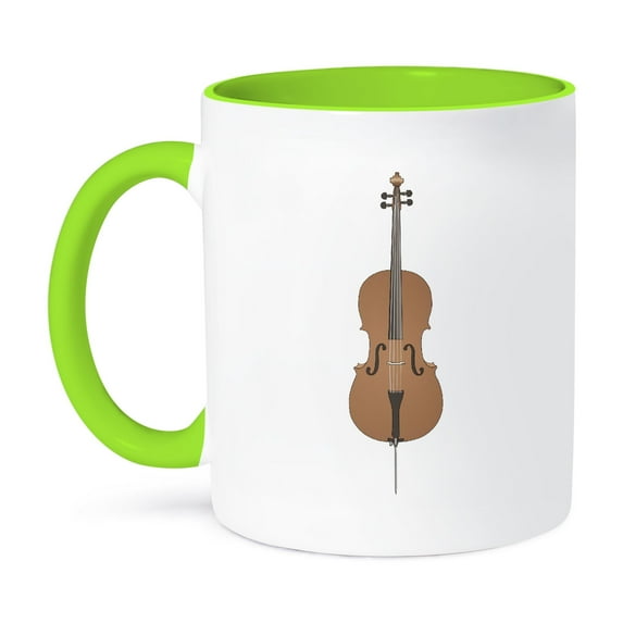 3dRose, Cello Music Instrument Musician Orchestra Design, 11oz Two-Tone Green Mug