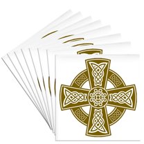 3drose, Celtic High Cross Decorative Knotwork 3, Set of 8 Ceramic Tile Coasters