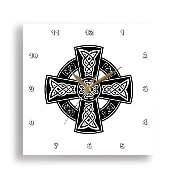 3dRose, Celtic High Cross Decorative Knotwork 5, 15x15 Wall Clock