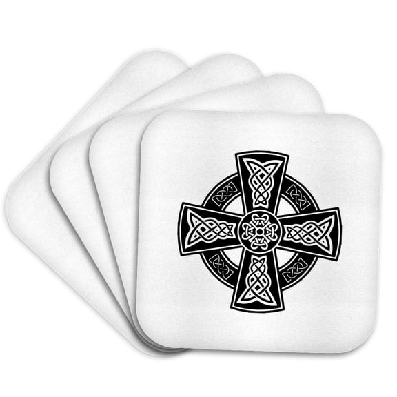 3drose, Celtic High Cross Decorative Knotwork 9, Set of 4 Coasters - Soft