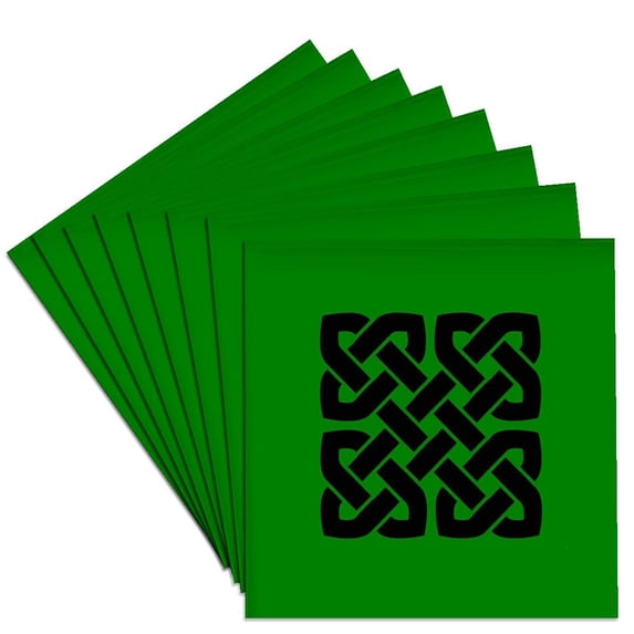 3drose, Celtic Interwoven Endless Knot Geometric Pattern 8, Set of 8 Ceramic Tile Coasters