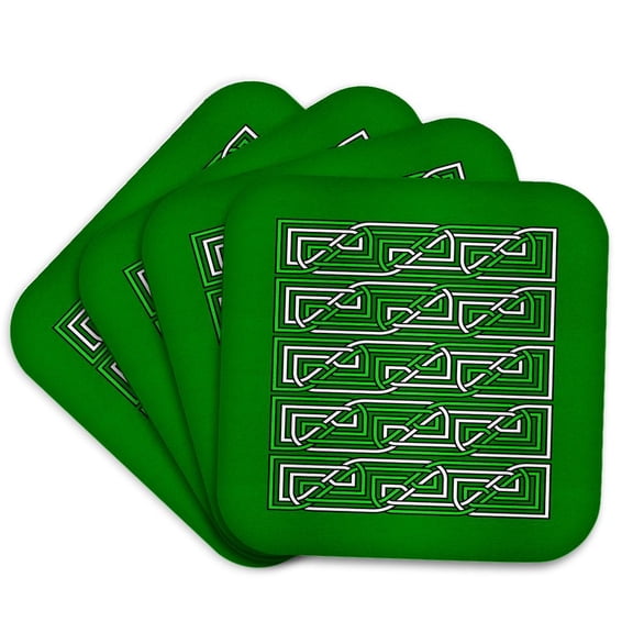 3drose, Celtic Interwoven Rectangular Knot Pattern 1, Set of 4 Coasters - Soft