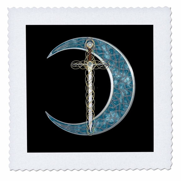 3dRose, Celtic Moon and Sword fantasy art., 10x10 inch quilt square
