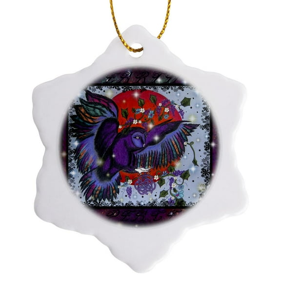 3drose, Celtic Peace Blood Moon, 3 inch Snowflake Porcelain Ornament