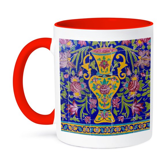 3dRose, Central Persia, Kashan, Agha Bozorg Mosque And Madreseh, Tilework, 11oz Two-Tone Red Mug