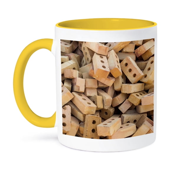 3dRose, Central Persia, Natanz, Building Bricks, 11oz Two-Tone Yellow Mug