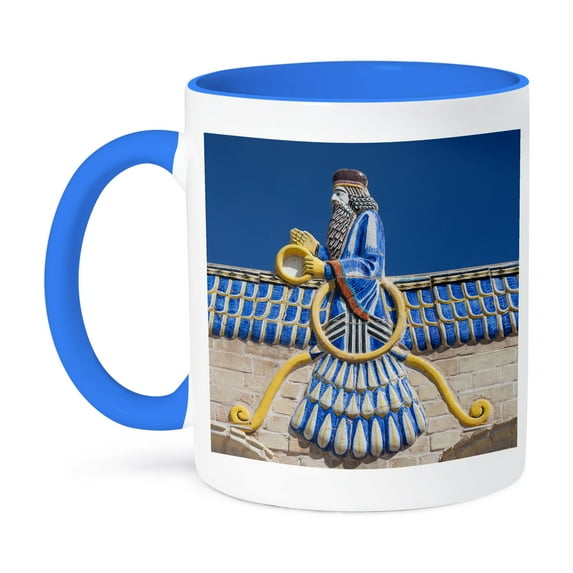 3dRose, Central Persia, Yazd, Ateshkadeh, Zoroastrian Fire Temple, Exterior, 15oz Two-Tone Blue Mug