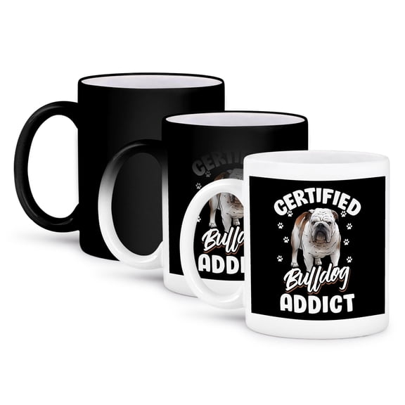 3dRose, Certified English Bulldog Addict Dog Lover, 11oz Magic Transforming Mug