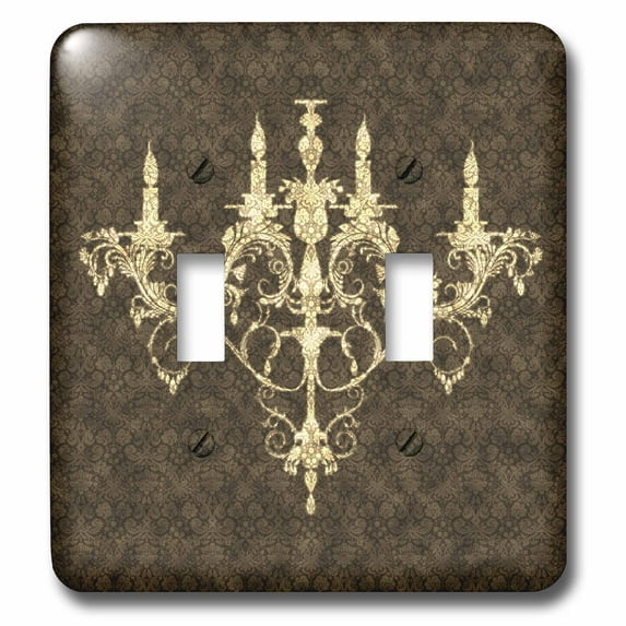 3dRose, Chandelier Gold Damask , double toggle switch