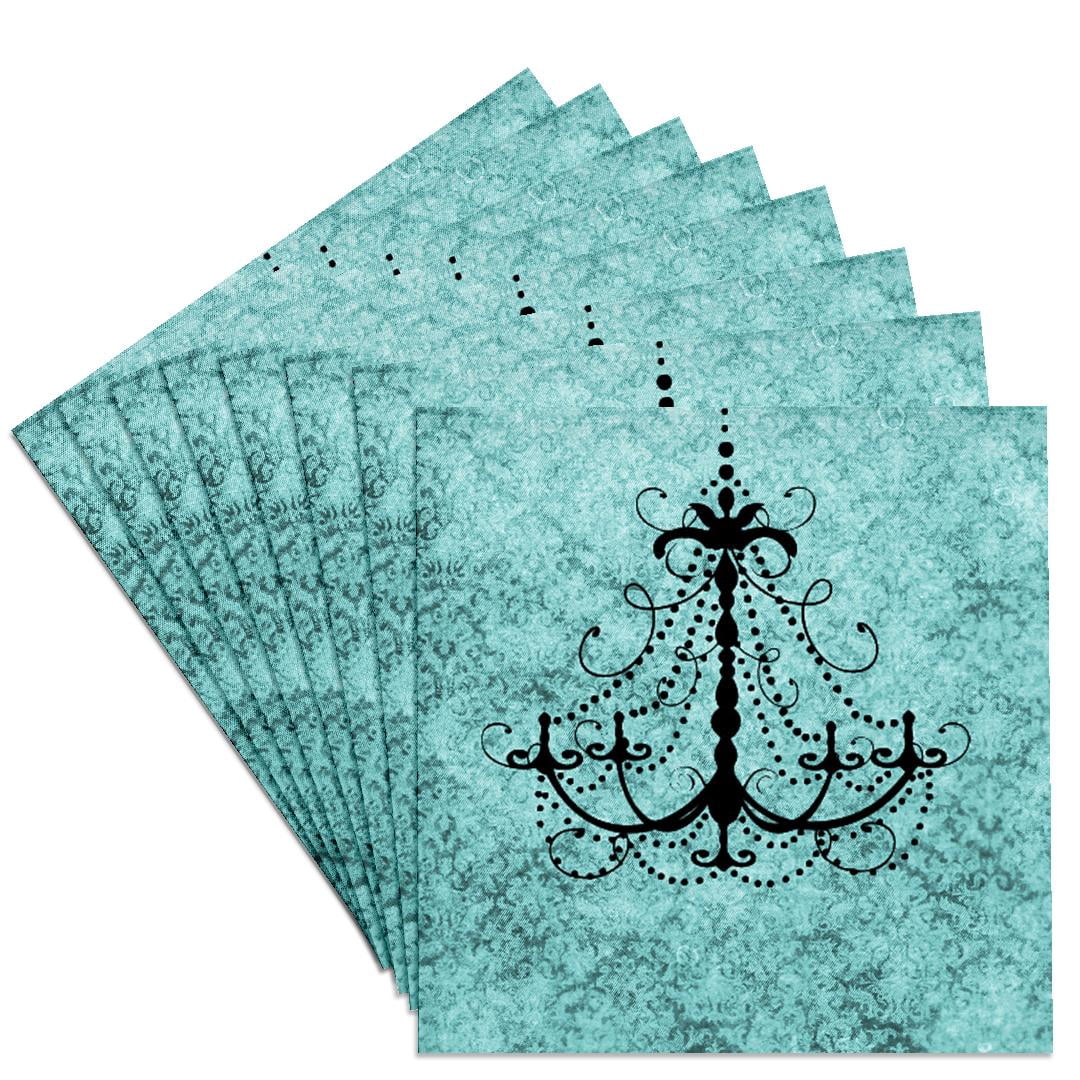 3dRose, Chandelier on Vintage Background, Set of 8 Ceramic Tile Coasters