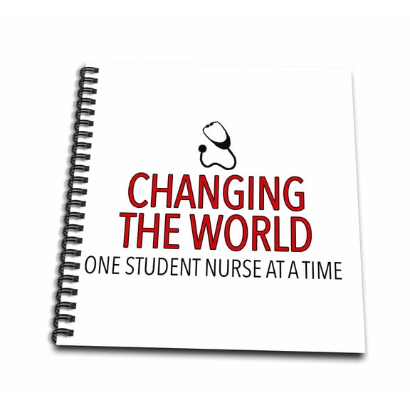 3dRose, Changing The World One Student Nurse At A Time Red, Memory Book 12 x 12 inch