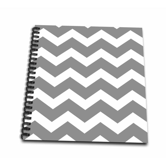 3dRose, Charcoal grey and white zig zag chevron. Dark Gray zigzag pattern, Drawing Book 8 x 8 inch