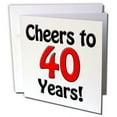 thumbnail image 1 of 3dRose, Cheers to 40 years. Red., 1 Greeting Card with envelope, 1 of 1