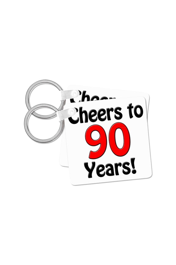 , Cheers to 90 years. Red., set of 2 Key Chains