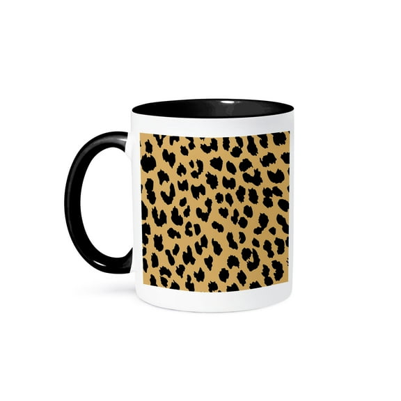3dRose, Cheetah Animal Print - Art, 15oz Two-Tone Black Mug