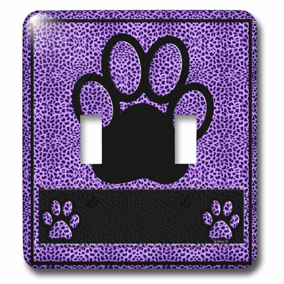 3dRose, Cheetah Print Paw in Purple, double toggle switch